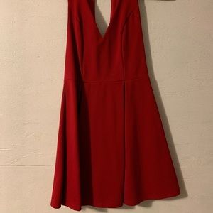 RED SHORT FLARED DRESS